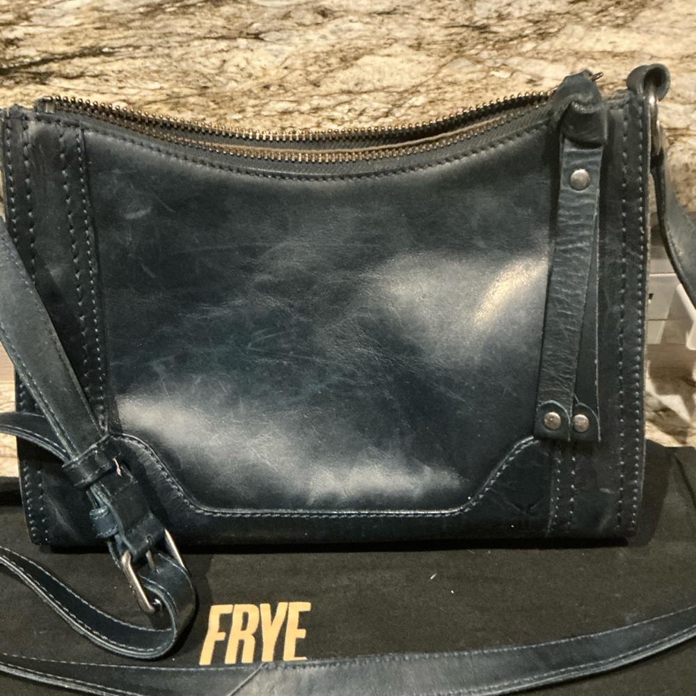 SOLD! Melissa Frye Dark Blue Leather Crossbody